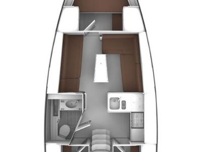 Floor plan of Bura, a Bavaria Cruiser 37 sailboat at Punat, Croatia