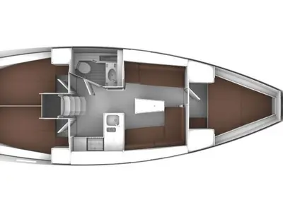 Floor plan of Bura, a Bavaria Cruiser 37 sailboat at Punat, Croatia