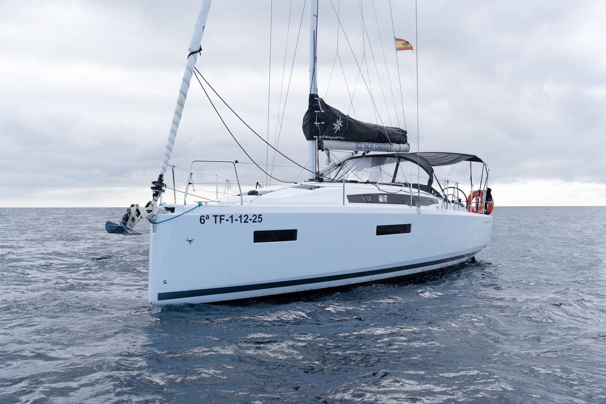 Exterior view of Cotufa, a Jeanneau Sun Odyssey 380 sailboat at es Jonquet, Spain