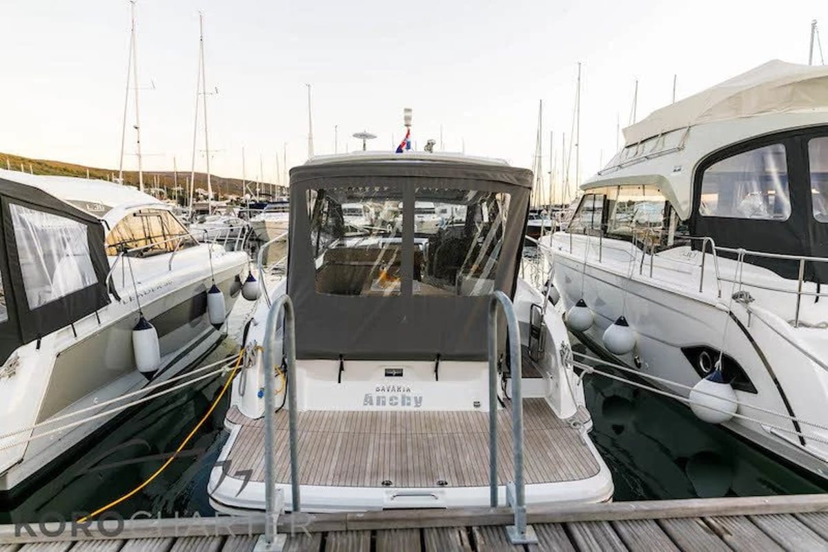 Anchy, a Bavaria 33 Sport HT motorboat at Punat, Croatia