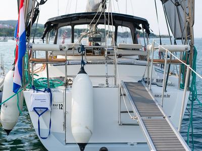 Deck of Amica, a Aragosa Yachts Dolphin 50 sailboat at Punat, Croatia