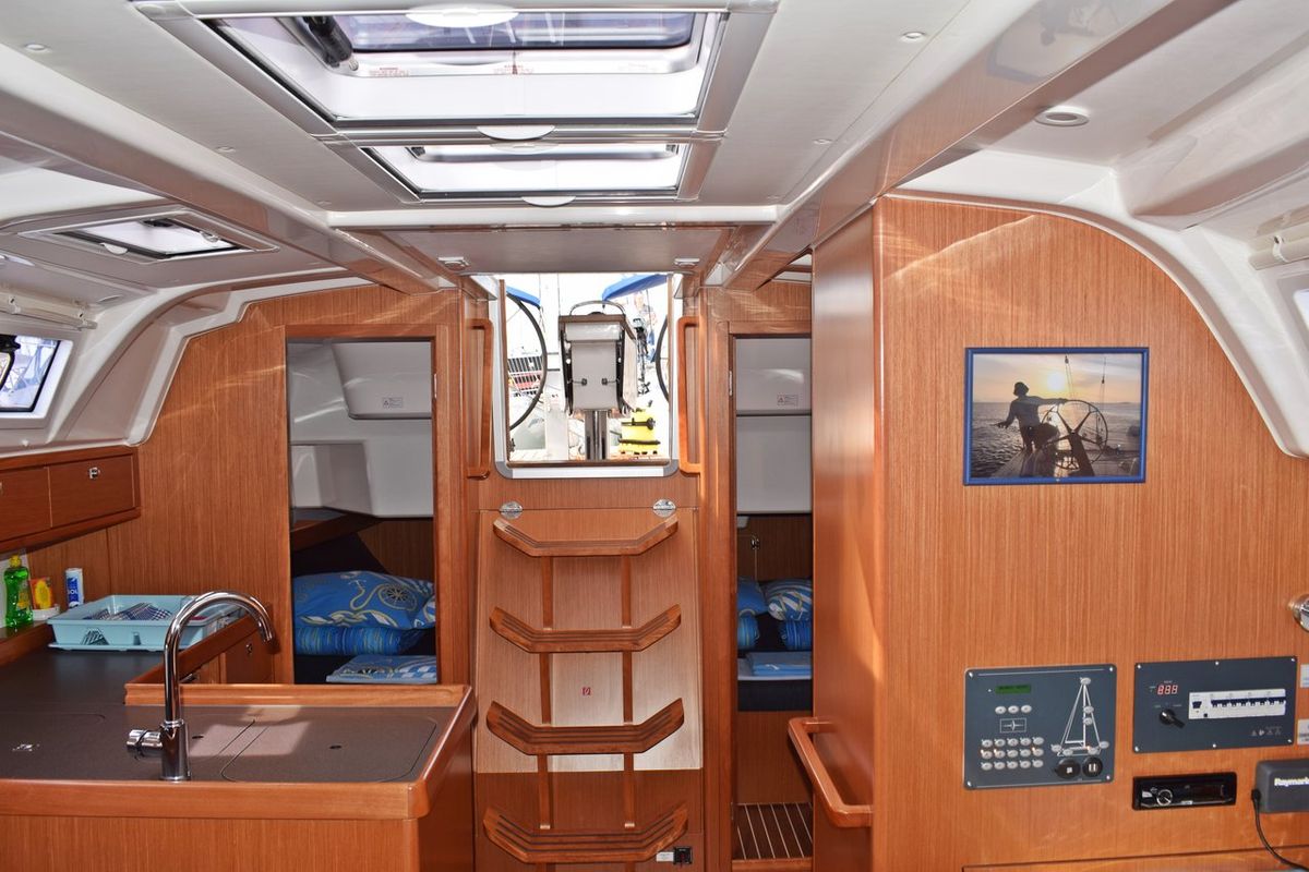Salon of Šešula, a Bavaria Cruiser 37 sailboat at Grad Kaštela, Croatia