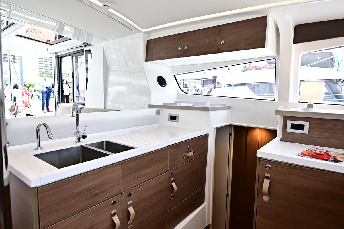 Galley of Alexa, a Bali 4.2 catamaran at Salerno, Italy
