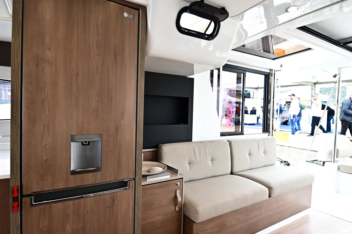 Salon of Alexa, a Bali 4.2 catamaran at Salerno, Italy