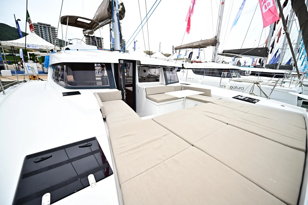 Exterior view of Alexa, a Bali 4.2 catamaran at Salerno, Italy