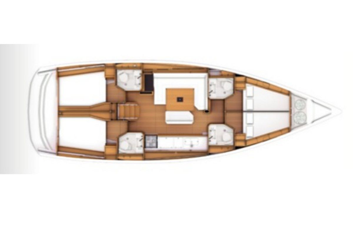 Floor plan of Manci, a Jeanneau Sun Odyssey 479 sailboat at Grad Kaštela, Croatia