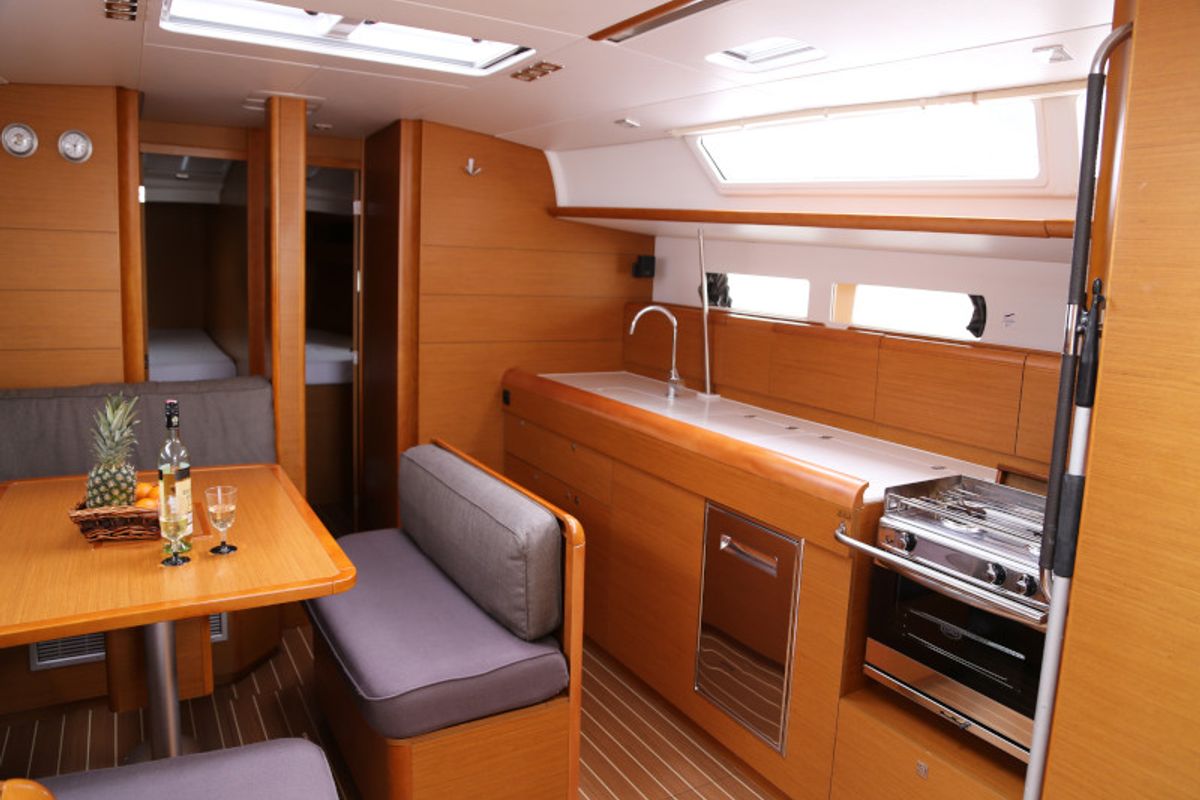 Galley of Manci, a Jeanneau Sun Odyssey 479 sailboat at Grad Kaštela, Croatia