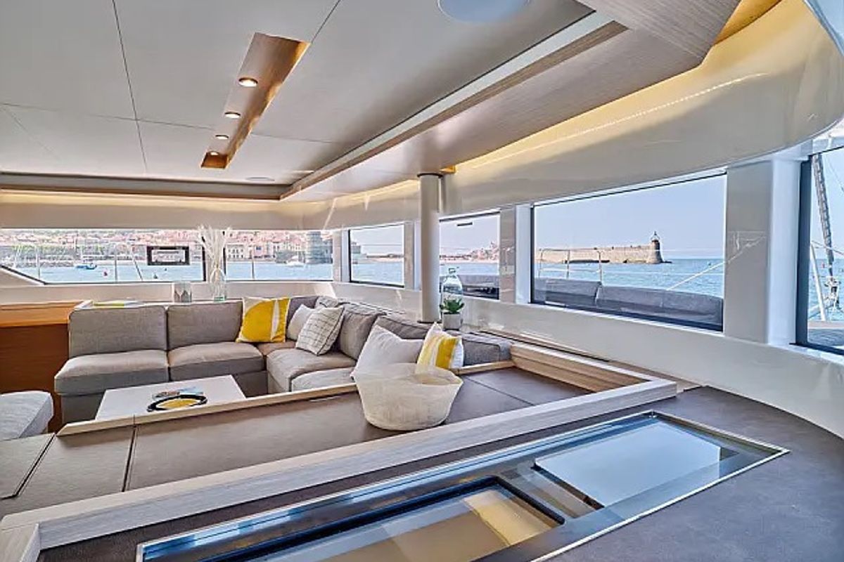 Salon of All for love, a Lagoon 51 catamaran at Seget Donji, Croatia