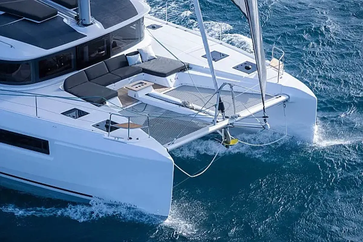 Exterior view of All for love, a Lagoon 51 catamaran at Seget Donji, Croatia
