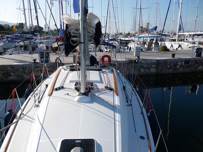 Deck of Kos 36.2, a Jeanneau Sun Odyssey 36i sailboat at Municipal Unit of Lefkada, Greece