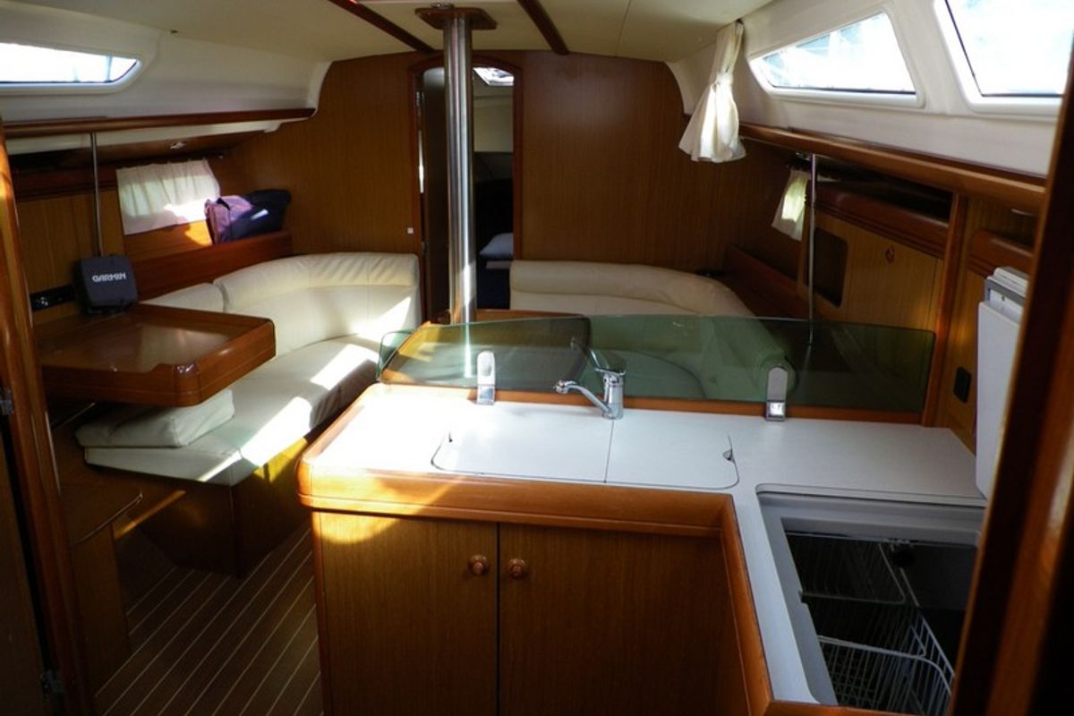 Galley of Kos 36.2, a Jeanneau Sun Odyssey 36i sailboat at Municipal Unit of Lefkada, Greece