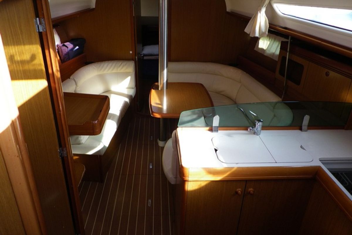 Salon of Kos 36.2, a Jeanneau Sun Odyssey 36i sailboat at Municipal Unit of Lefkada, Greece
