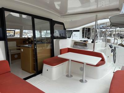 Deck of ROXY, a Excess 11 catamaran at Kontokali, Greece