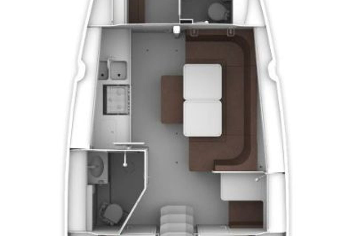 Floor plan of Kalypso, a Bavaria Cruiser 41 sailboat at Kontokali, Greece