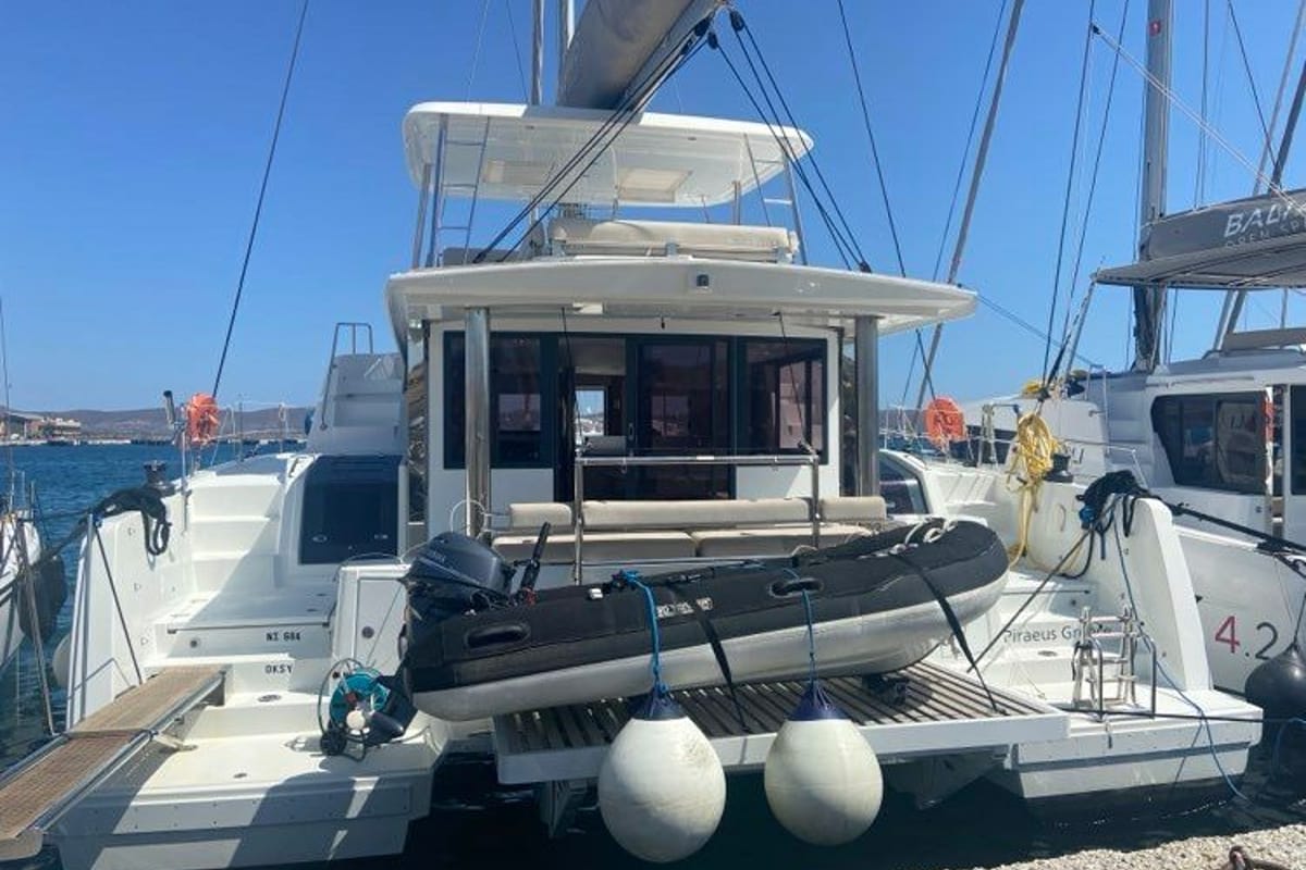 Oksy, a Bali 4.8 catamaran at Lavreotiki Municipal Unit, Greece