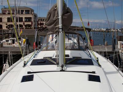 Deck of I Have A Dream, a Dufour 44 sailboat at Rostock, Germany