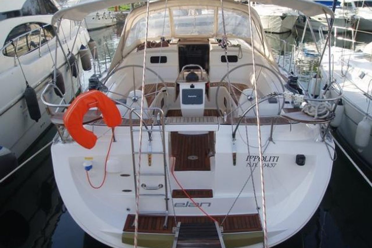Exterior view of Ippoliti, a Elan Impression 434 sailboat at Athens, Greece