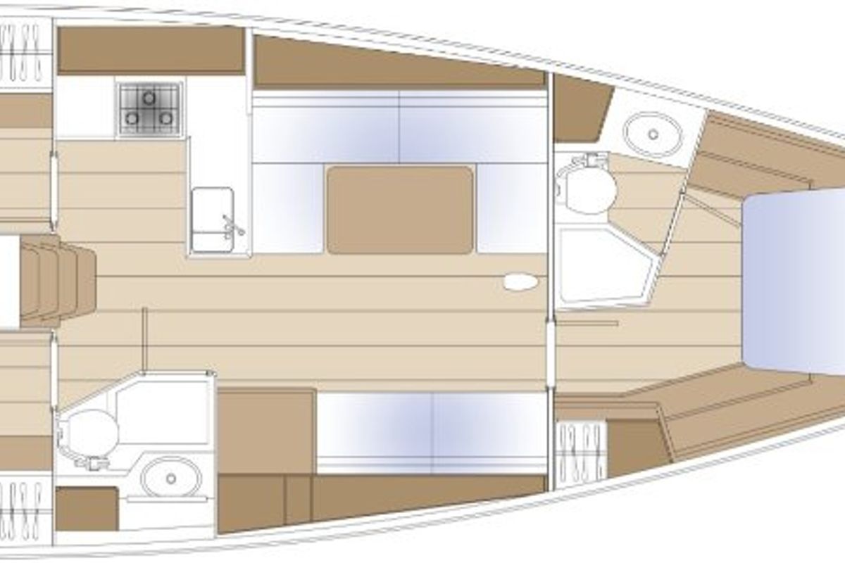 Floor plan of Felice, a Solaris Yachts Solaris 44 sailboat at Toulon, France