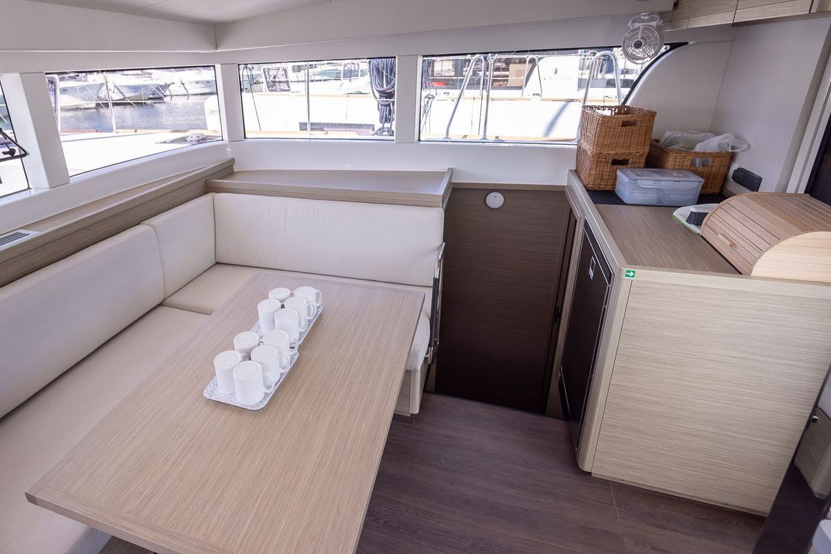 Salon of Abalone, a Lagoon 40 catamaran at Primošten, Croatia