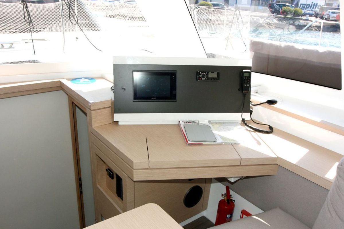 Salon of Luna Rossa II, a Fountaine Pajot Lucia 40 catamaran at Punat, Croatia