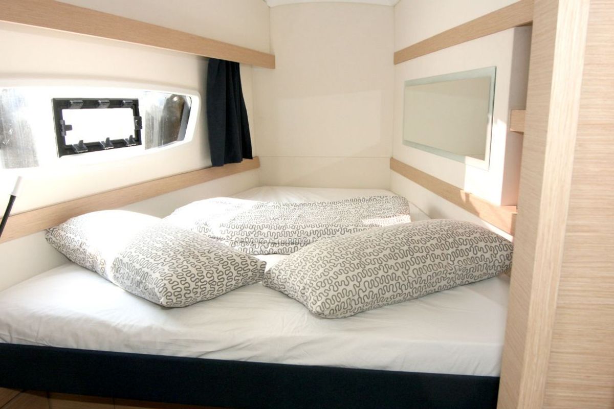 Cabin on Luna Rossa II, a Fountaine Pajot Lucia 40 catamaran at Punat, Croatia