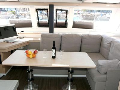 Salon of Luna Rossa II, a Fountaine Pajot Lucia 40 catamaran at Punat, Croatia
