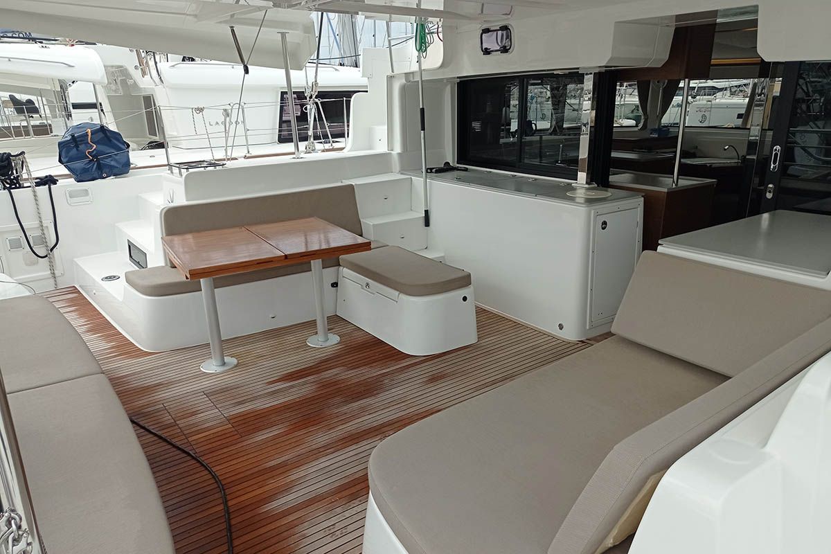 Deck of Genie, a Lagoon 46 catamaran at Seget Donji, Croatia