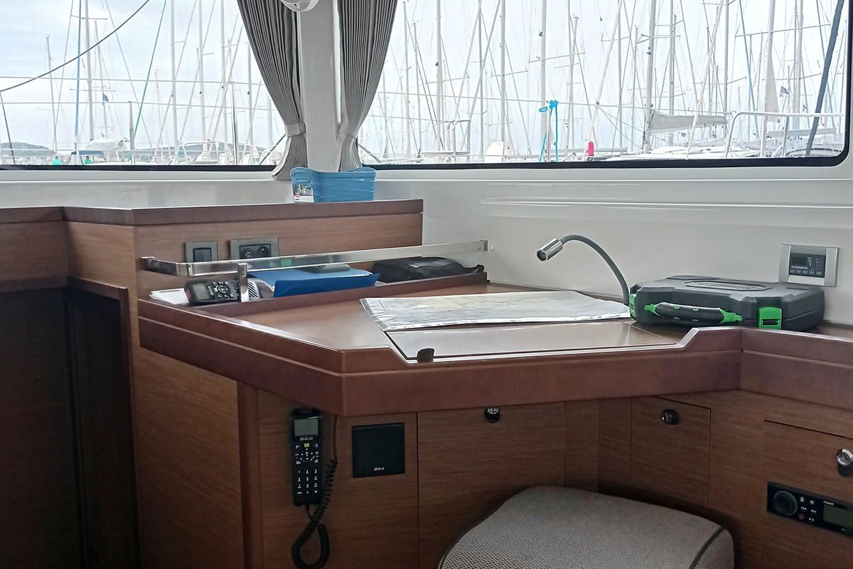 Salon of Genie, a Lagoon 46 catamaran at Seget Donji, Croatia