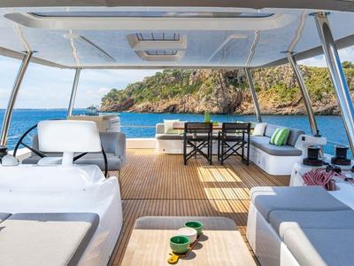 Cockpit of Montecristo - FIRST CLASS, a Lagoon 60 catamaran at Olbia, Italy