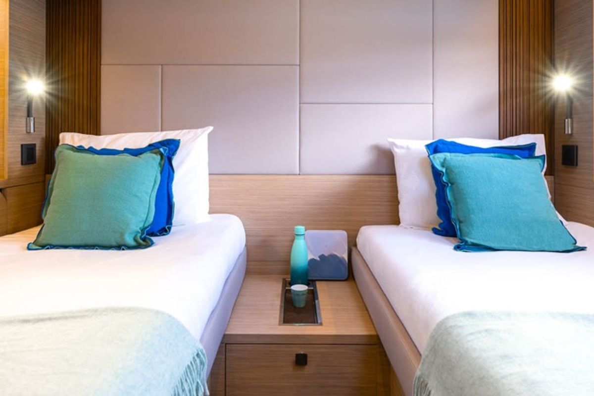 Cabin on Montecristo - FIRST CLASS, a Lagoon 60 catamaran at Olbia, Italy