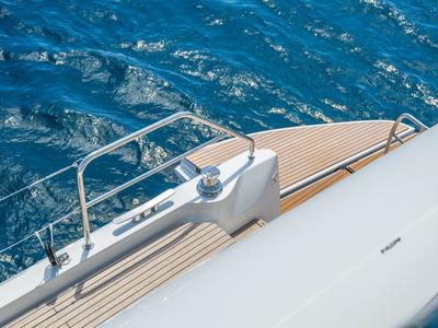 Deck of Montecristo - FIRST CLASS, a Lagoon 60 catamaran at Olbia, Italy