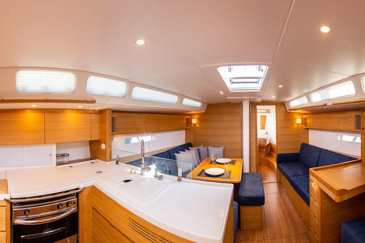 Salon of Artemis, a X-Yachts X4⁶ sailboat at Lavreotiki Municipal Unit, Greece