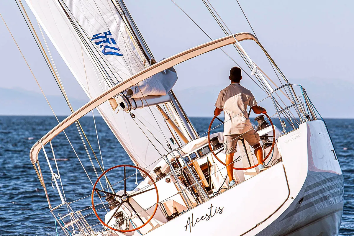 Cockpit of Artemis, a X-Yachts X4⁶ sailboat at Lavreotiki Municipal Unit, Greece