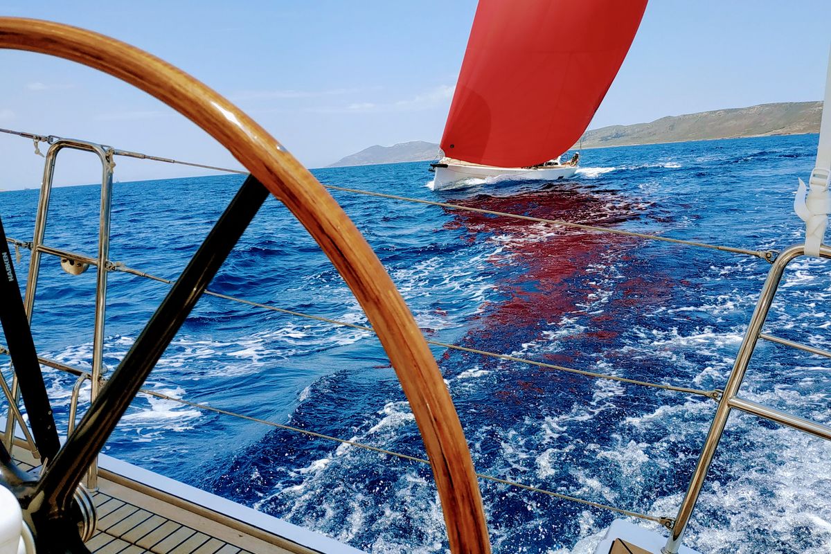 Deck of Artemis, a X-Yachts X4⁶ sailboat at Lavreotiki Municipal Unit, Greece