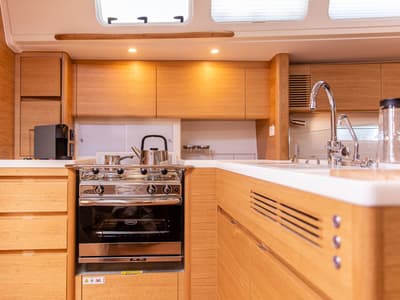 Galley of Artemis, a X-Yachts X4⁶ sailboat at Lavreotiki Municipal Unit, Greece