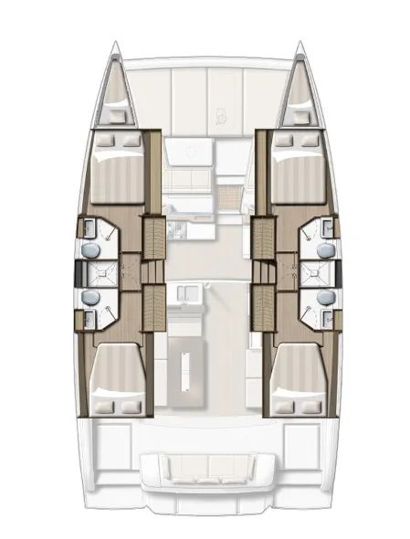 Floor plan of Nautilea, a Bali 4.2 catamaran at Hyères, France