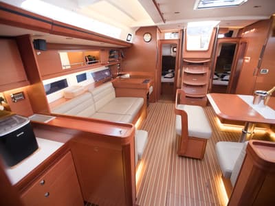 Salon of Barmaley, a Dufour 56 Exclusive sailboat at Primošten, Croatia