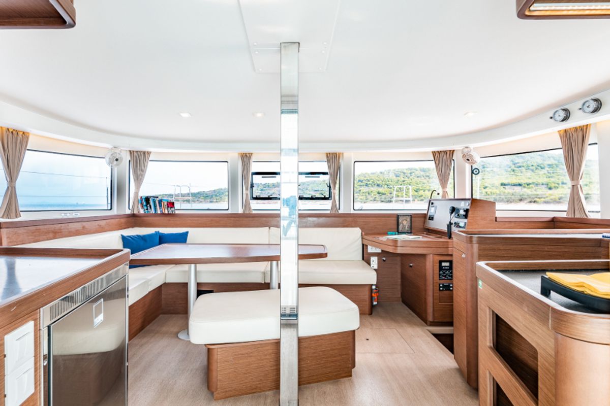Salon of Beauty L A/C-GEN-WATER MAKER-SOLAR-ELEC.WC, a Lagoon 42 catamaran at Athens, Greece