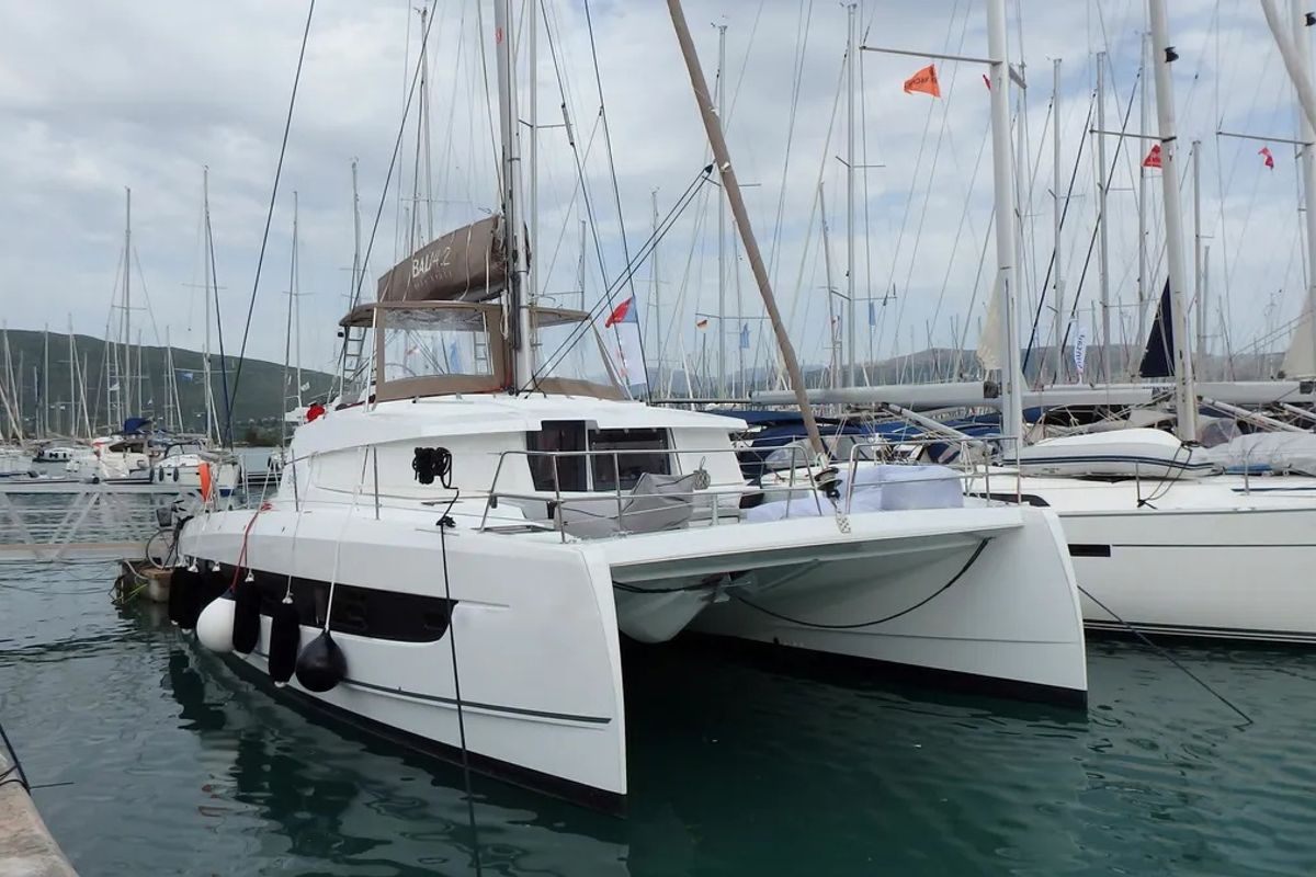 Exterior view of Blue Navy, a Bali 4.2 catamaran at Municipal Unit of Lefkada, Greece