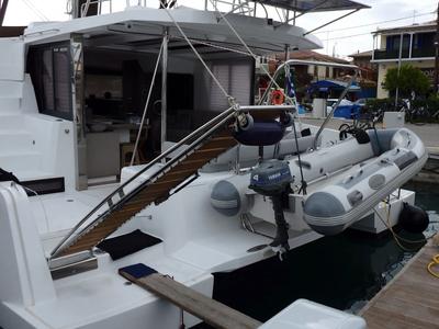 Deck of Blue Navy, a Bali 4.2 catamaran at Municipal Unit of Lefkada, Greece