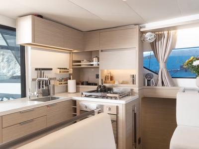 Galley of Navya, a Lagoon 51 catamaran at Municipal Unit of Lefkada, Greece