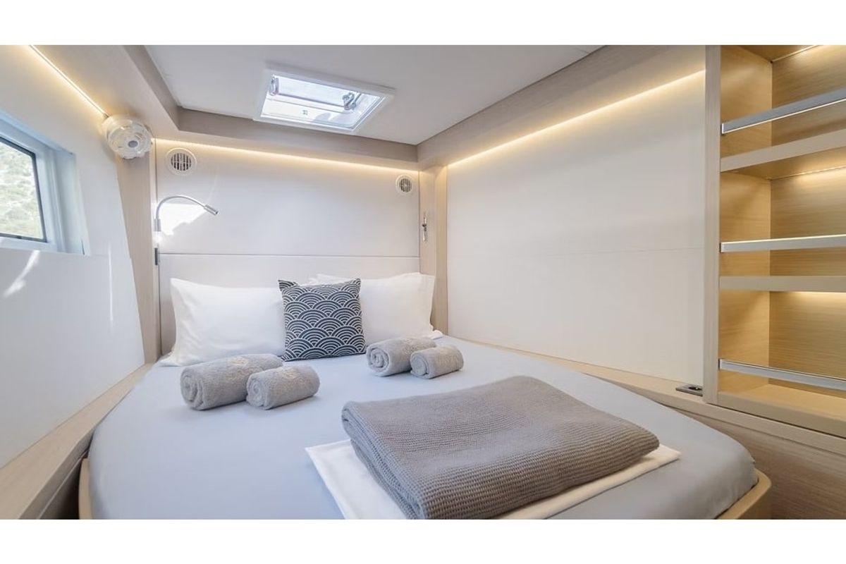 Cabin on Navya, a Lagoon 51 catamaran at Municipal Unit of Lefkada, Greece