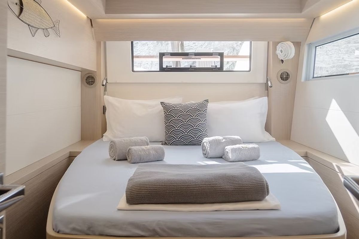 Cabin on Navya, a Lagoon 51 catamaran at Municipal Unit of Lefkada, Greece