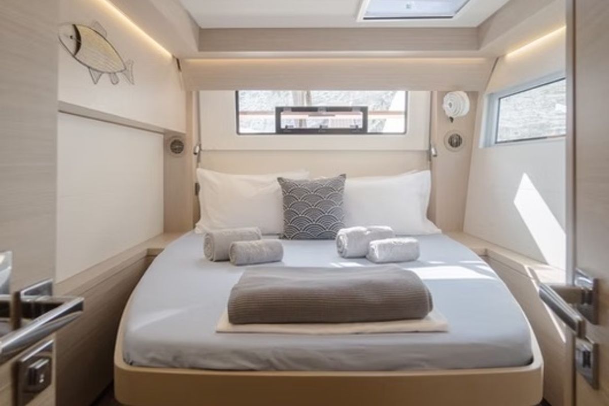 Cabin on Navya, a Lagoon 51 catamaran at Municipal Unit of Lefkada, Greece