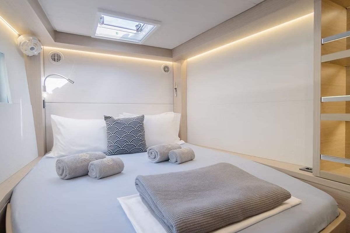 Cabin on Navya, a Lagoon 51 catamaran at Municipal Unit of Lefkada, Greece