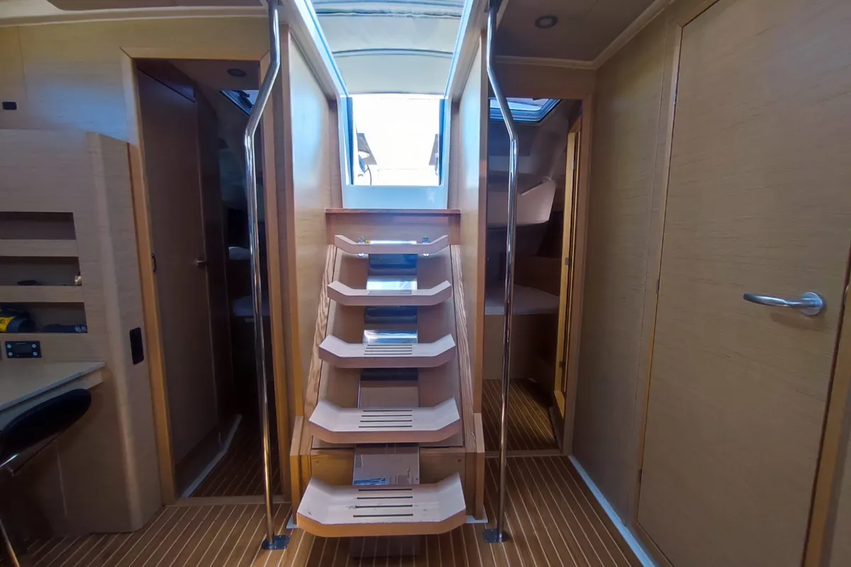 Salon of Pandora, a Hanse Yachts Hanse 508 sailboat at Lavreotiki Municipal Unit, Greece