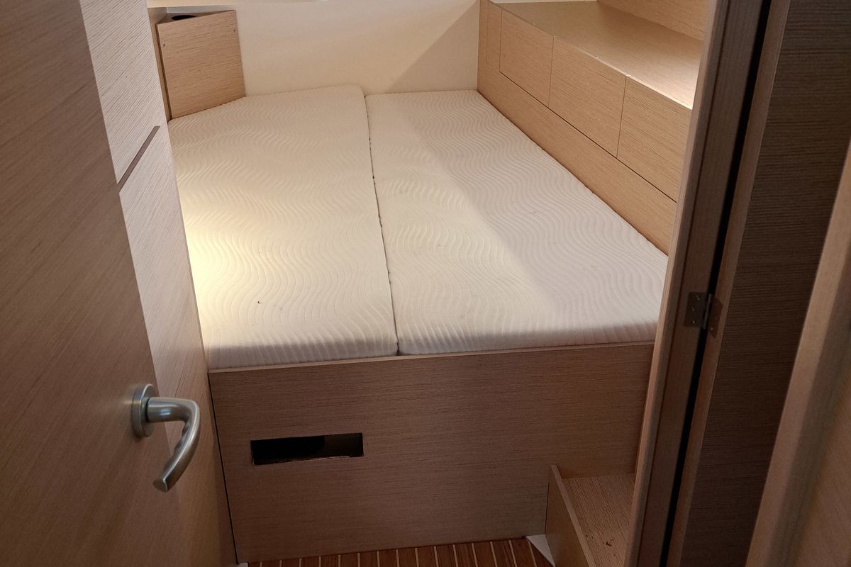 Cabin on Pandora, a Hanse Yachts Hanse 508 sailboat at Lavreotiki Municipal Unit, Greece