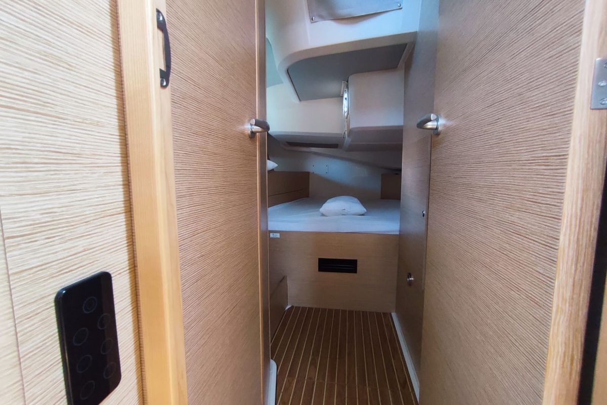 Cabin on Pandora, a Hanse Yachts Hanse 508 sailboat at Lavreotiki Municipal Unit, Greece