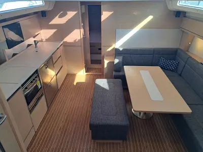 Galley of Pandora, a Hanse Yachts Hanse 508 sailboat at Lavreotiki Municipal Unit, Greece