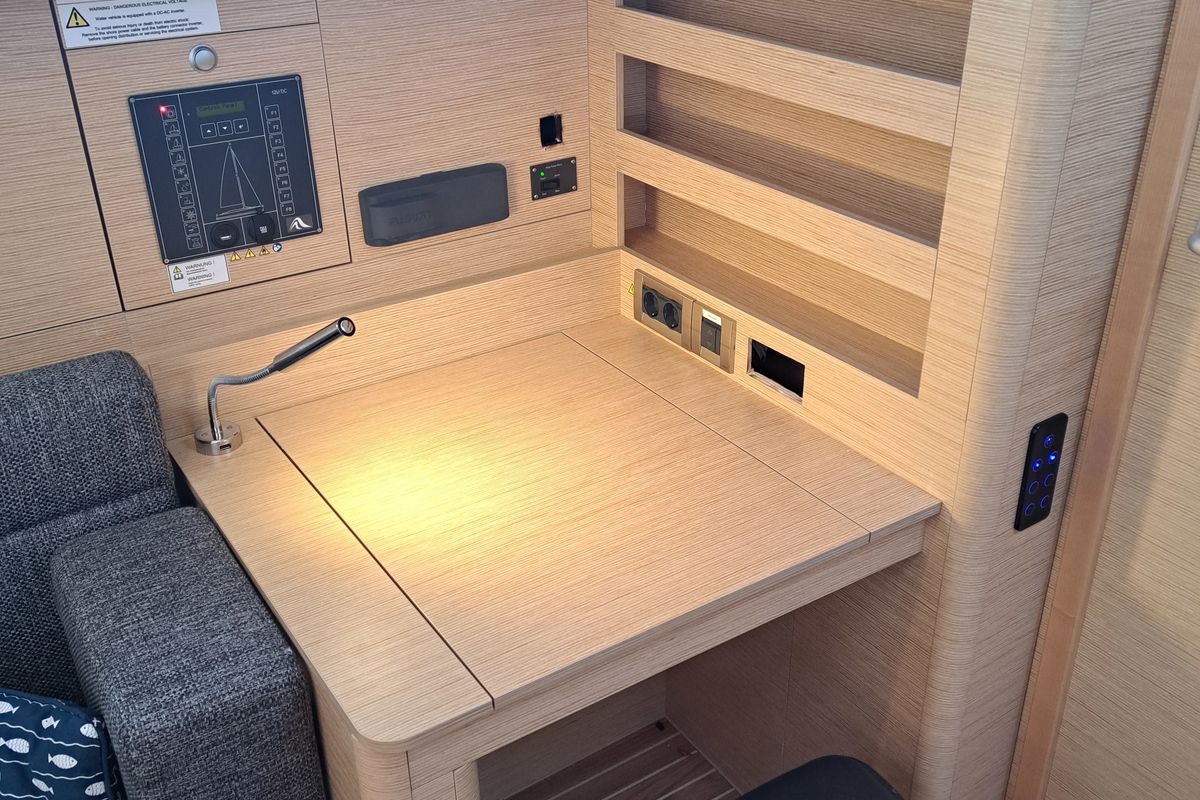 Salon of Pandora, a Hanse Yachts Hanse 508 sailboat at Lavreotiki Municipal Unit, Greece